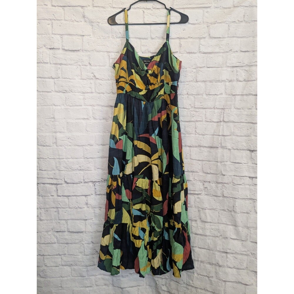 Tropical Print Spaghetti Strap Maxi Dress - Multi